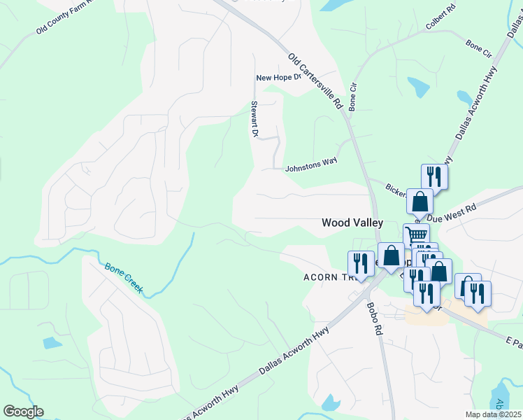 map of restaurants, bars, coffee shops, grocery stores, and more near 335 Marty Lane in Dallas