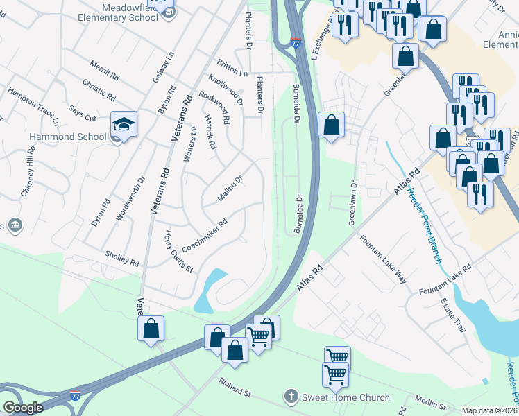 map of restaurants, bars, coffee shops, grocery stores, and more near 1001 Rockwood Road in Columbia