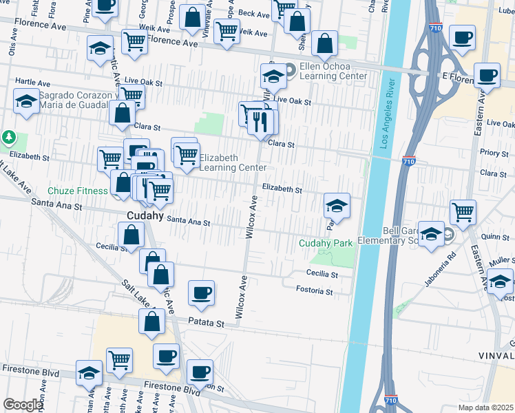 map of restaurants, bars, coffee shops, grocery stores, and more near 7936 Wilcox Avenue in Cudahy