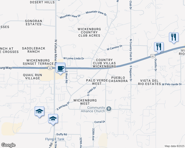 map of restaurants, bars, coffee shops, grocery stores, and more near 1709 West Wickenburg Way in Wickenburg