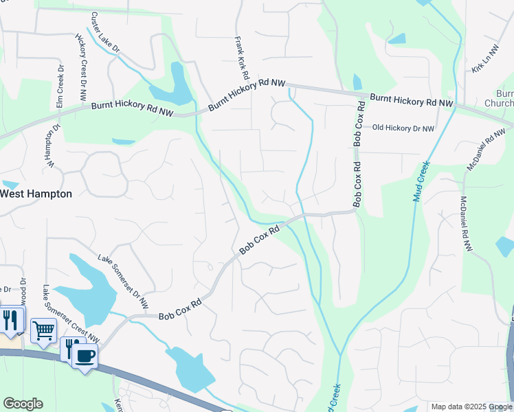 map of restaurants, bars, coffee shops, grocery stores, and more near 291 Granville Court Northwest in Marietta
