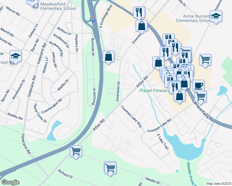 map of restaurants, bars, coffee shops, grocery stores, and more near 201 Windsor Trace Drive in Columbia
