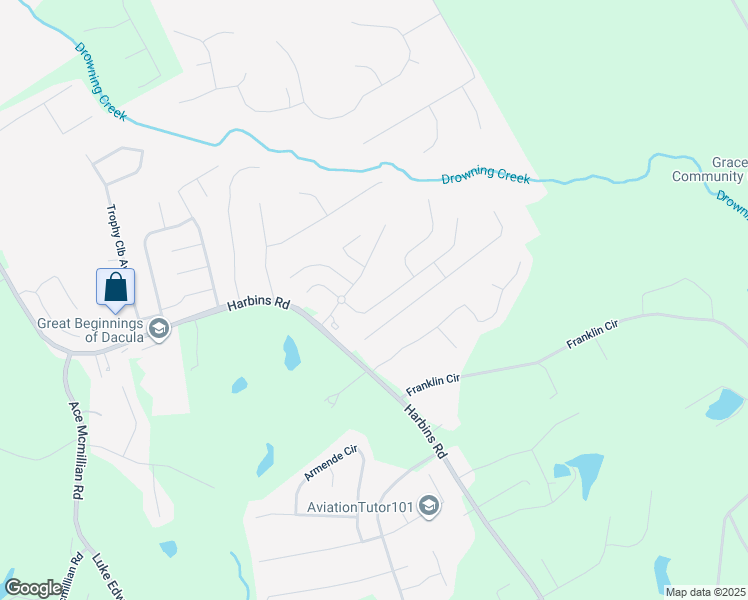 map of restaurants, bars, coffee shops, grocery stores, and more near 1476 Rolling View Way Southeast in Dacula
