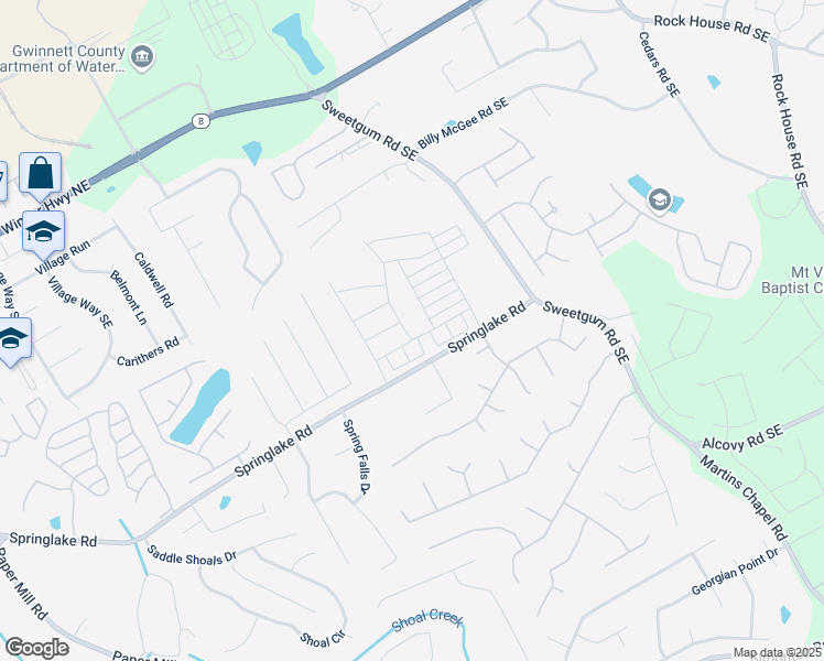 map of restaurants, bars, coffee shops, grocery stores, and more near 1290 Firefly Field Trace in Lawrenceville