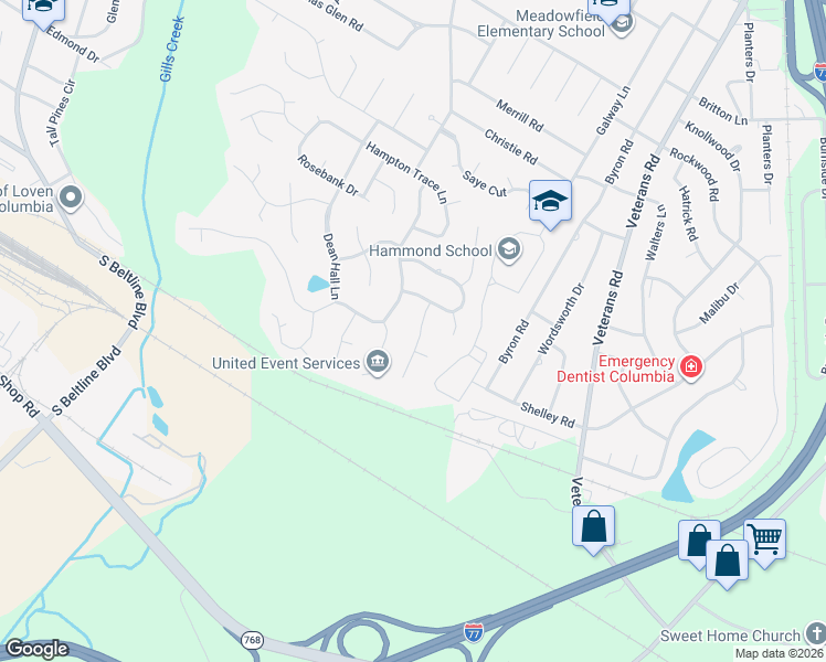 map of restaurants, bars, coffee shops, grocery stores, and more near 318 South Chimney Lane in Columbia