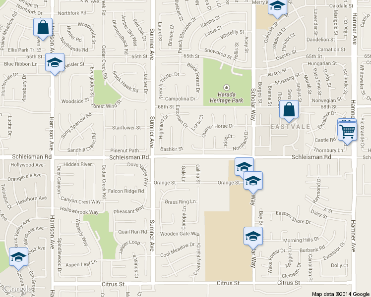 map of restaurants, bars, coffee shops, grocery stores, and more near 6968 Pantanerio Drive in Corona