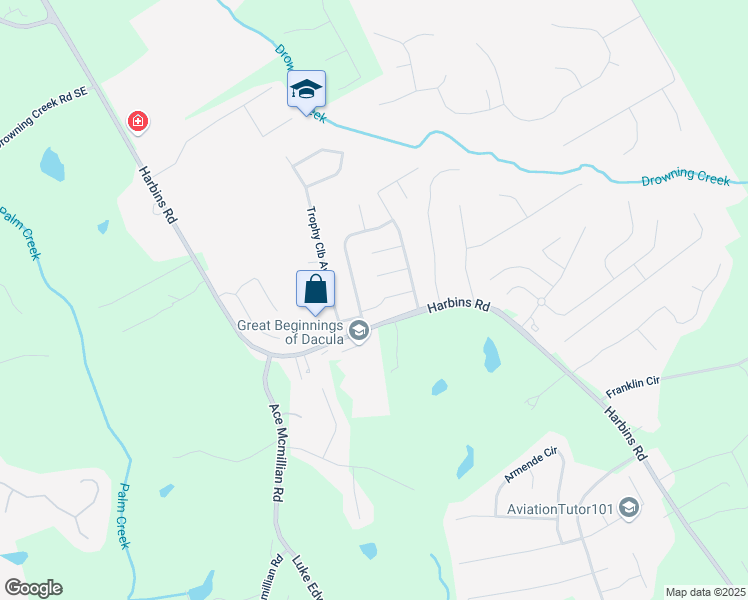 map of restaurants, bars, coffee shops, grocery stores, and more near 2430 Tack Hill Court in Dacula
