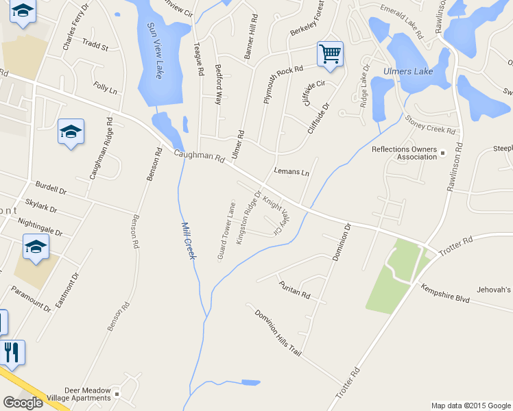 map of restaurants, bars, coffee shops, grocery stores, and more near 117 Kingston Ridge Drive in Columbia