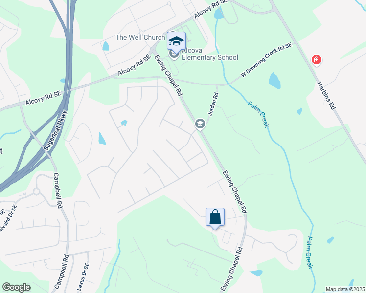 map of restaurants, bars, coffee shops, grocery stores, and more near 1031 Jordan Road in Dacula