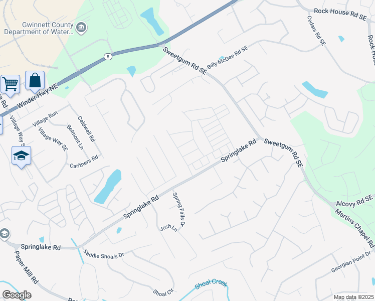 map of restaurants, bars, coffee shops, grocery stores, and more near 787 Springlake Road in Lawrenceville