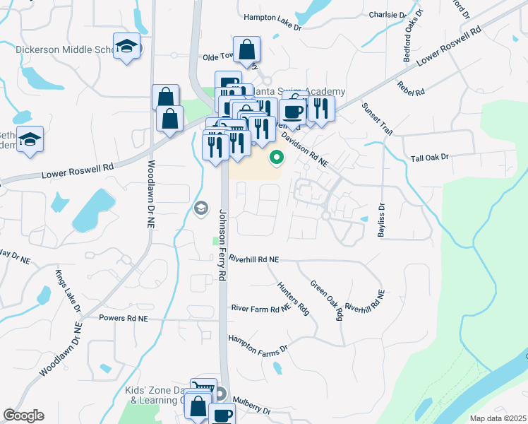 map of restaurants, bars, coffee shops, grocery stores, and more near 481 Lancashire Drive in Marietta