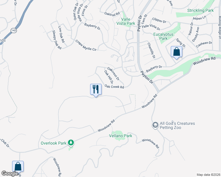 map of restaurants, bars, coffee shops, grocery stores, and more near 3125 Oak Creek Road in Chino Hills