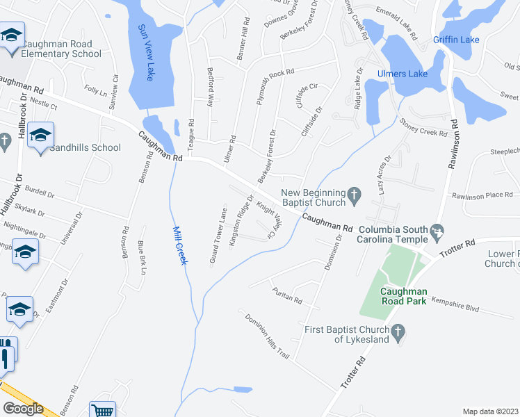 map of restaurants, bars, coffee shops, grocery stores, and more near 212 Knight Valley Circle in Columbia