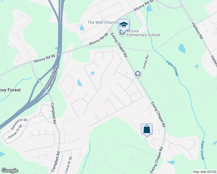 map of restaurants, bars, coffee shops, grocery stores, and more near 896 Redstone Road in Dacula