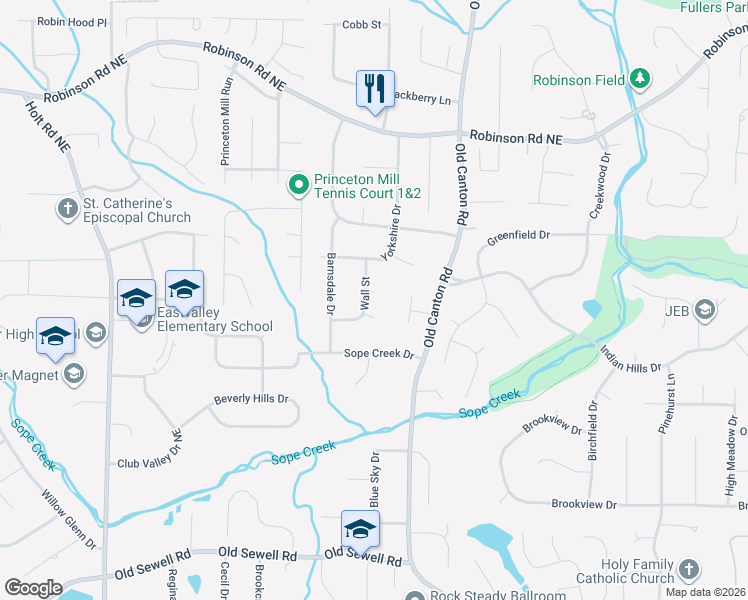 map of restaurants, bars, coffee shops, grocery stores, and more near 2908 Edwards Ct in Marietta