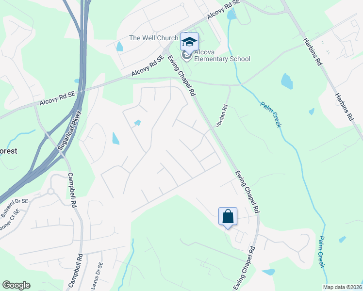 map of restaurants, bars, coffee shops, grocery stores, and more near 911 Fernbank Lane in Dacula