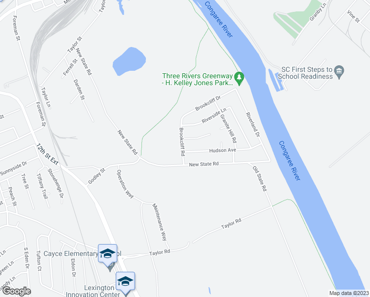 map of restaurants, bars, coffee shops, grocery stores, and more near 2715 Brookcliff Road in Cayce