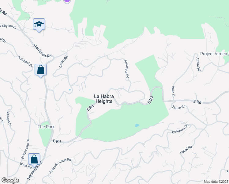 map of restaurants, bars, coffee shops, grocery stores, and more near 572 Church Hill Road in La Habra Heights