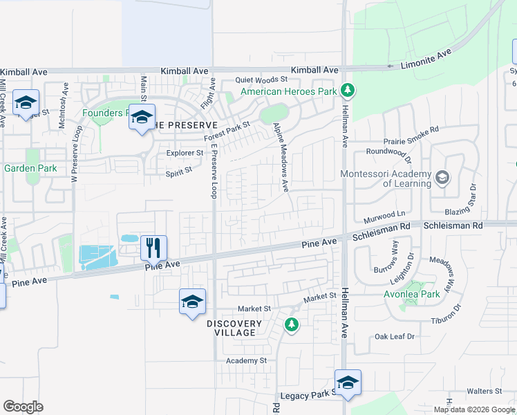 map of restaurants, bars, coffee shops, grocery stores, and more near 16158 Huckleberry Avenue in Chino