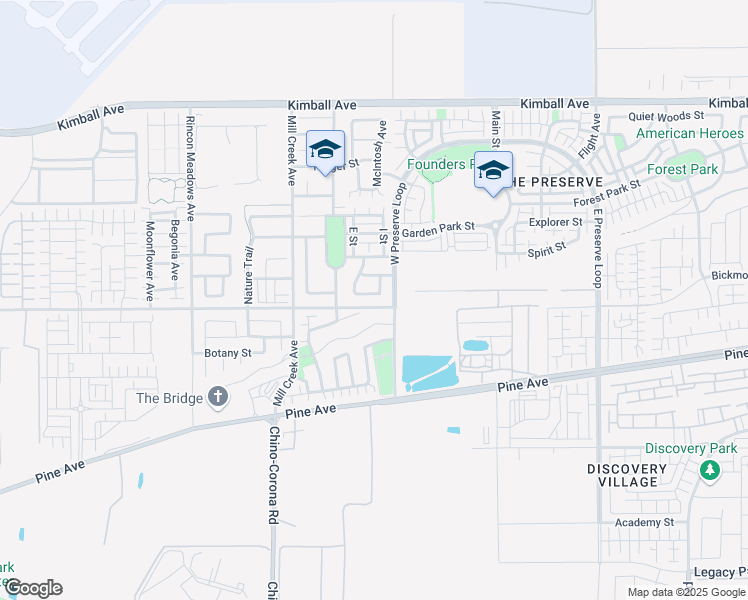 map of restaurants, bars, coffee shops, grocery stores, and more near 8079 Gulfstream Street in Chino