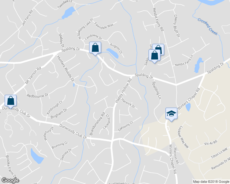 map of restaurants, bars, coffee shops, grocery stores, and more near 120 Savannah Estates Drive in Atlanta