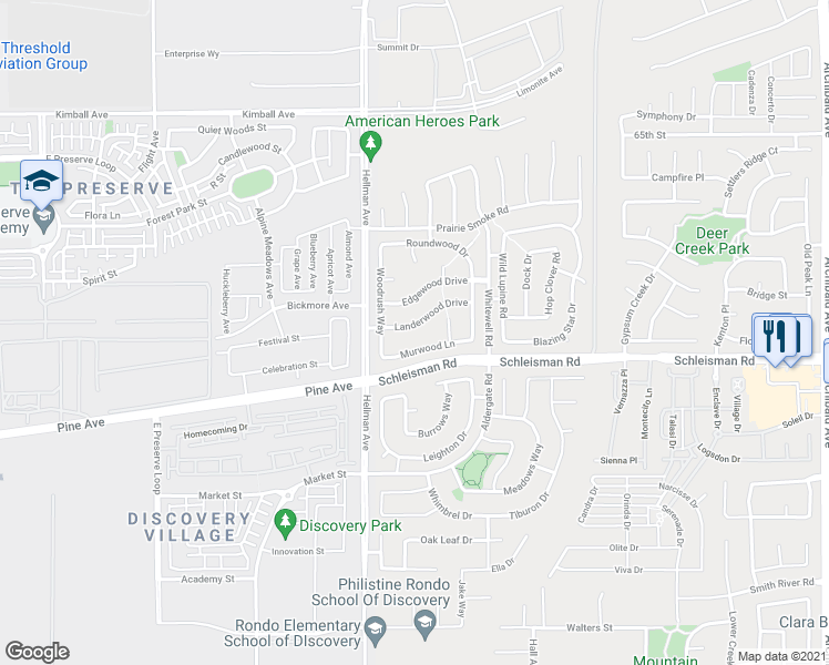 map of restaurants, bars, coffee shops, grocery stores, and more near 14929 Landerwood Drive in Eastvale