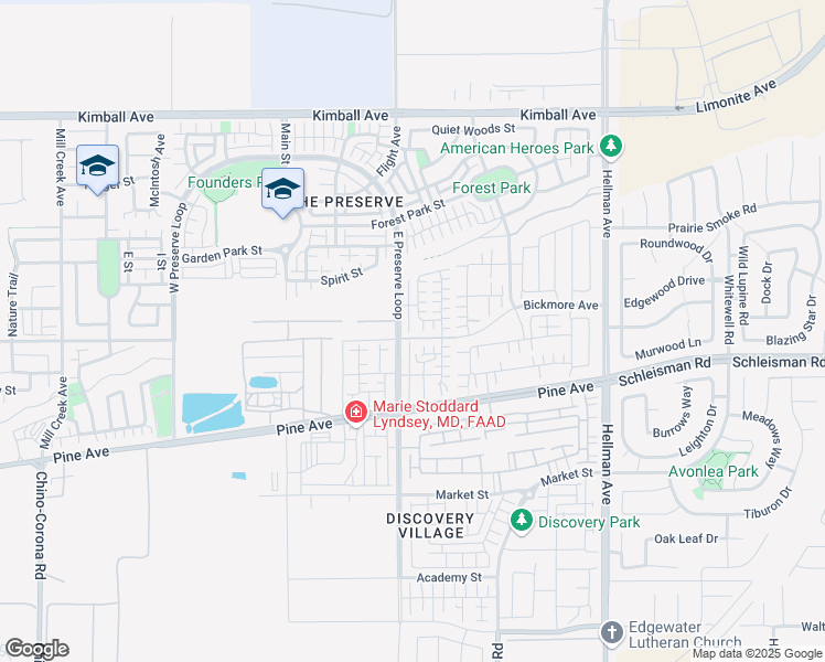 map of restaurants, bars, coffee shops, grocery stores, and more near 16010 Cochise Court in Chino