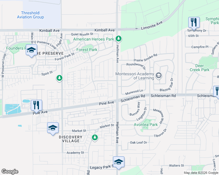 map of restaurants, bars, coffee shops, grocery stores, and more near 16087 Apricot Avenue in Chino