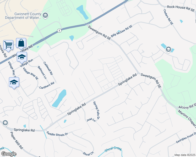 map of restaurants, bars, coffee shops, grocery stores, and more near 813 Misty Hollow Trail in Lawrenceville