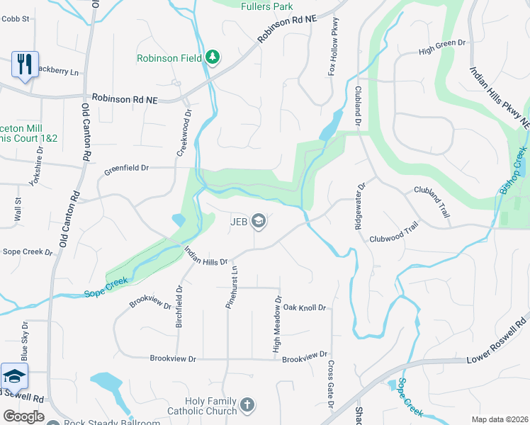 map of restaurants, bars, coffee shops, grocery stores, and more near 3467 Greystone Court in Marietta