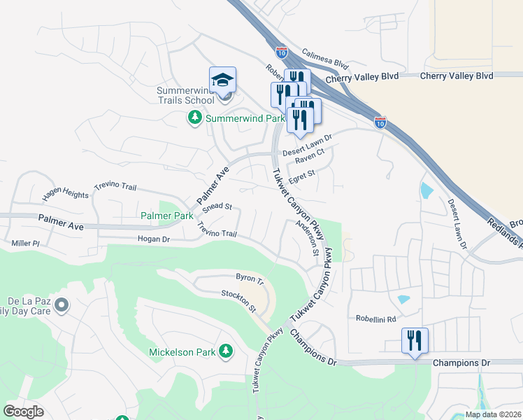 map of restaurants, bars, coffee shops, grocery stores, and more near 11010 Coody Court in Beaumont