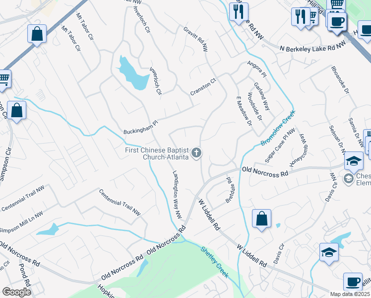 map of restaurants, bars, coffee shops, grocery stores, and more near 4362 Gravitt Pl NW in Duluth