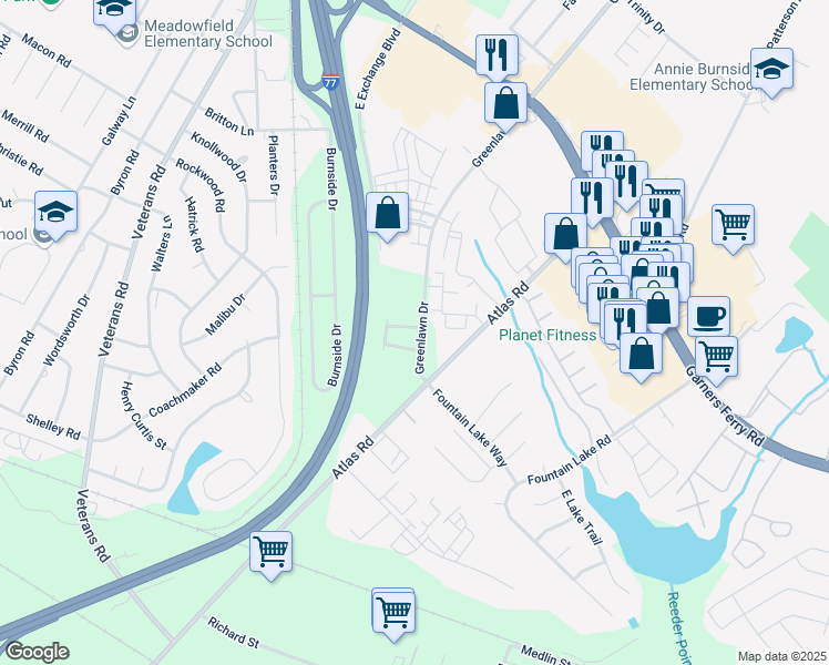map of restaurants, bars, coffee shops, grocery stores, and more near 201 Windsor Trace Drive in Columbia