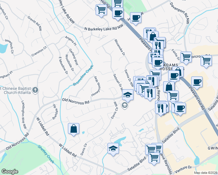 map of restaurants, bars, coffee shops, grocery stores, and more near in 