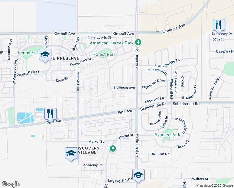 map of restaurants, bars, coffee shops, grocery stores, and more near 8760 Festival Street in Chino