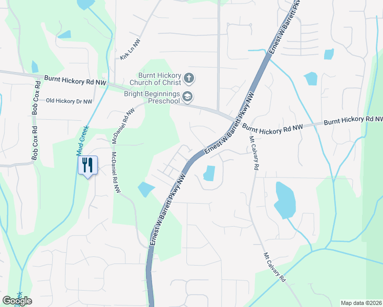 map of restaurants, bars, coffee shops, grocery stores, and more near 2107 Capers Drive in Marietta