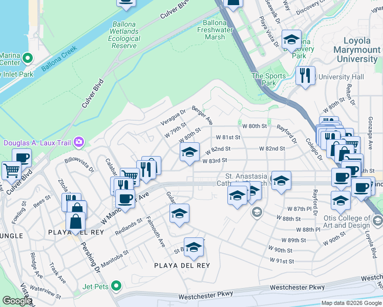 map of restaurants, bars, coffee shops, grocery stores, and more near in 