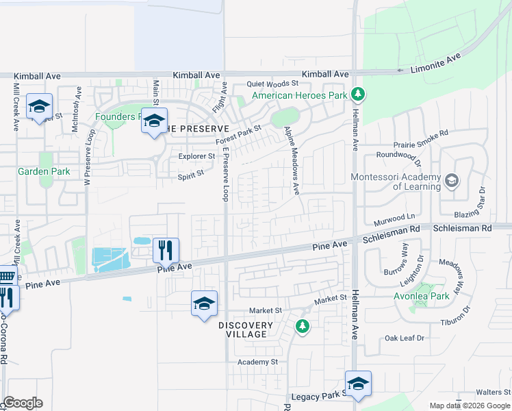 map of restaurants, bars, coffee shops, grocery stores, and more near 16077 Alamo Court in Chino