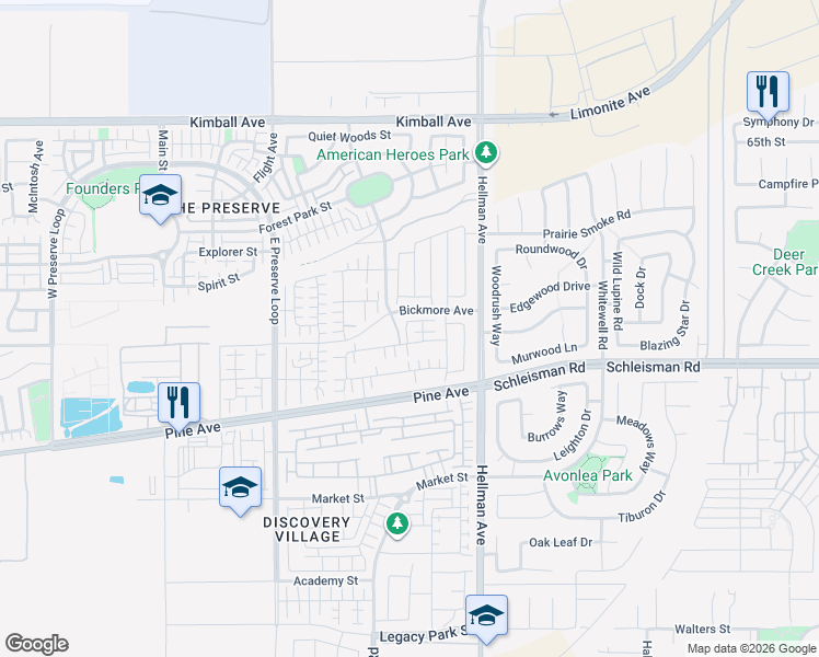 map of restaurants, bars, coffee shops, grocery stores, and more near 8760 Festival Street in Chino