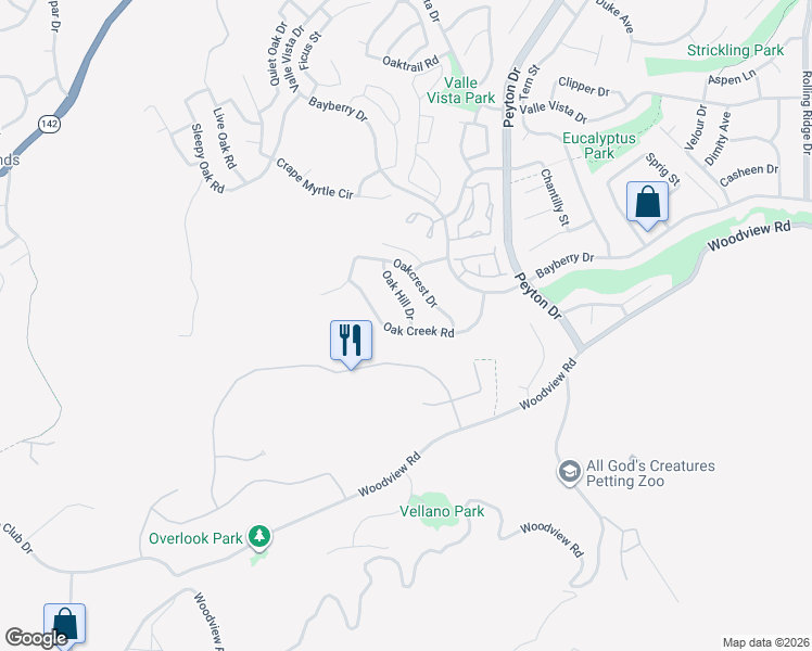 map of restaurants, bars, coffee shops, grocery stores, and more near 3114 Oak Creek Road in Chino Hills