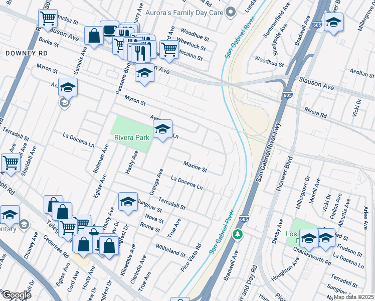 map of restaurants, bars, coffee shops, grocery stores, and more near 8134 Coopergrove Avenue in Pico Rivera