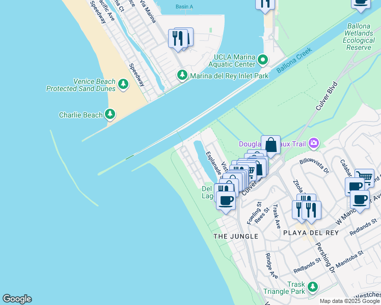 map of restaurants, bars, coffee shops, grocery stores, and more near 6400 Pacific Avenue in Los Angeles