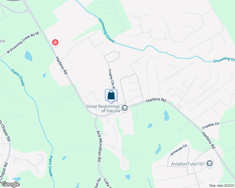map of restaurants, bars, coffee shops, grocery stores, and more near 1216 Trophy Club Avenue in Dacula