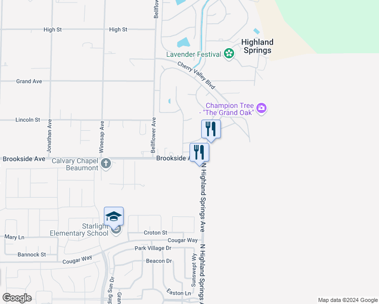 map of restaurants, bars, coffee shops, grocery stores, and more near 40927 Cypress Point Drive in Beaumont