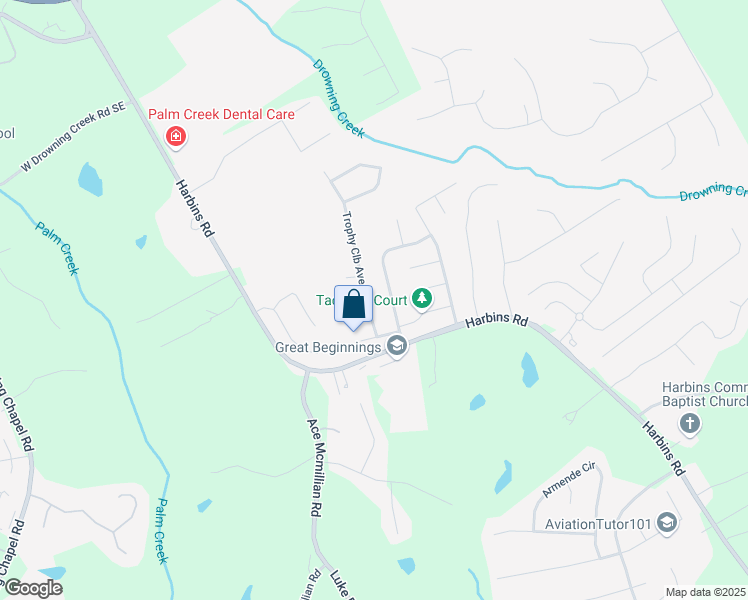 map of restaurants, bars, coffee shops, grocery stores, and more near 1216 Trophy Club Avenue in Dacula