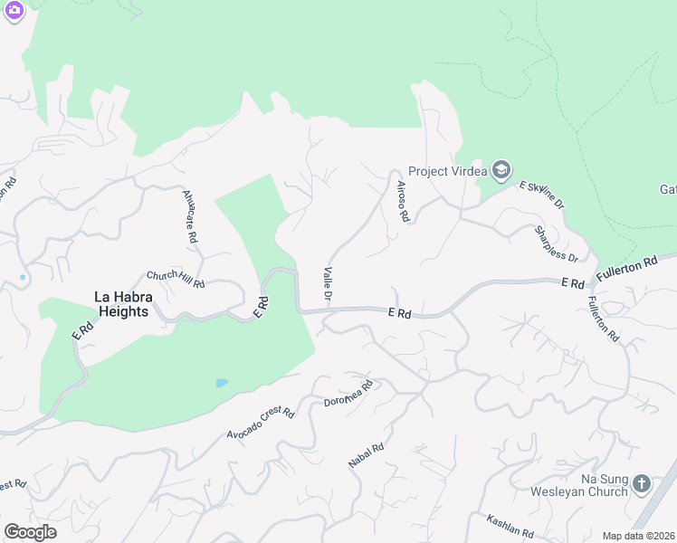 map of restaurants, bars, coffee shops, grocery stores, and more near 2240 Valle Drive in La Habra Heights