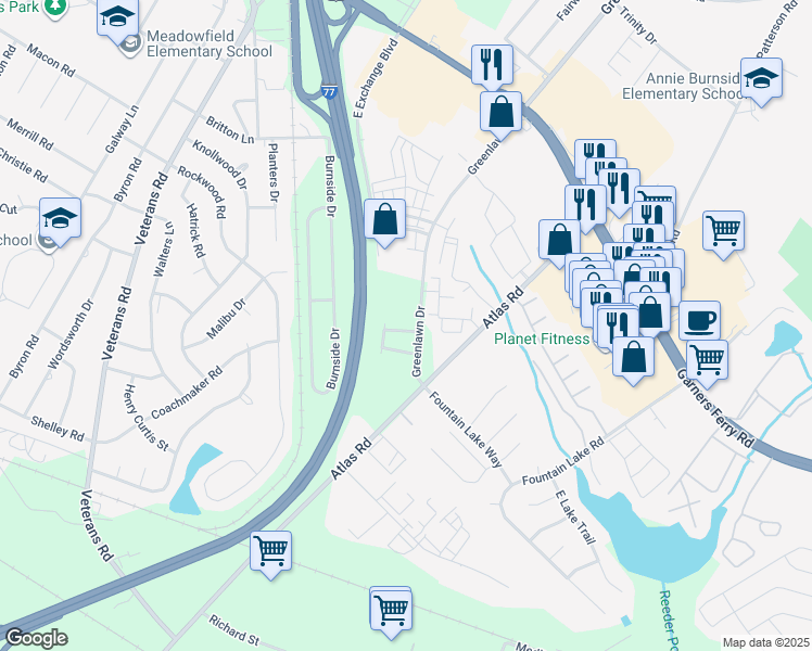 map of restaurants, bars, coffee shops, grocery stores, and more near 208 Windsor Trace Drive in Columbia