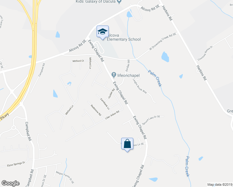 map of restaurants, bars, coffee shops, grocery stores, and more near 990 Lilac Arbor Road in Dacula