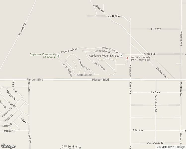 map of restaurants, bars, coffee shops, grocery stores, and more near 62616 North Starcross Drive in Desert Hot Springs