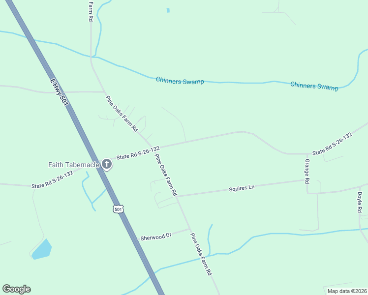 map of restaurants, bars, coffee shops, grocery stores, and more near 335 William Nobles Road in Aynor